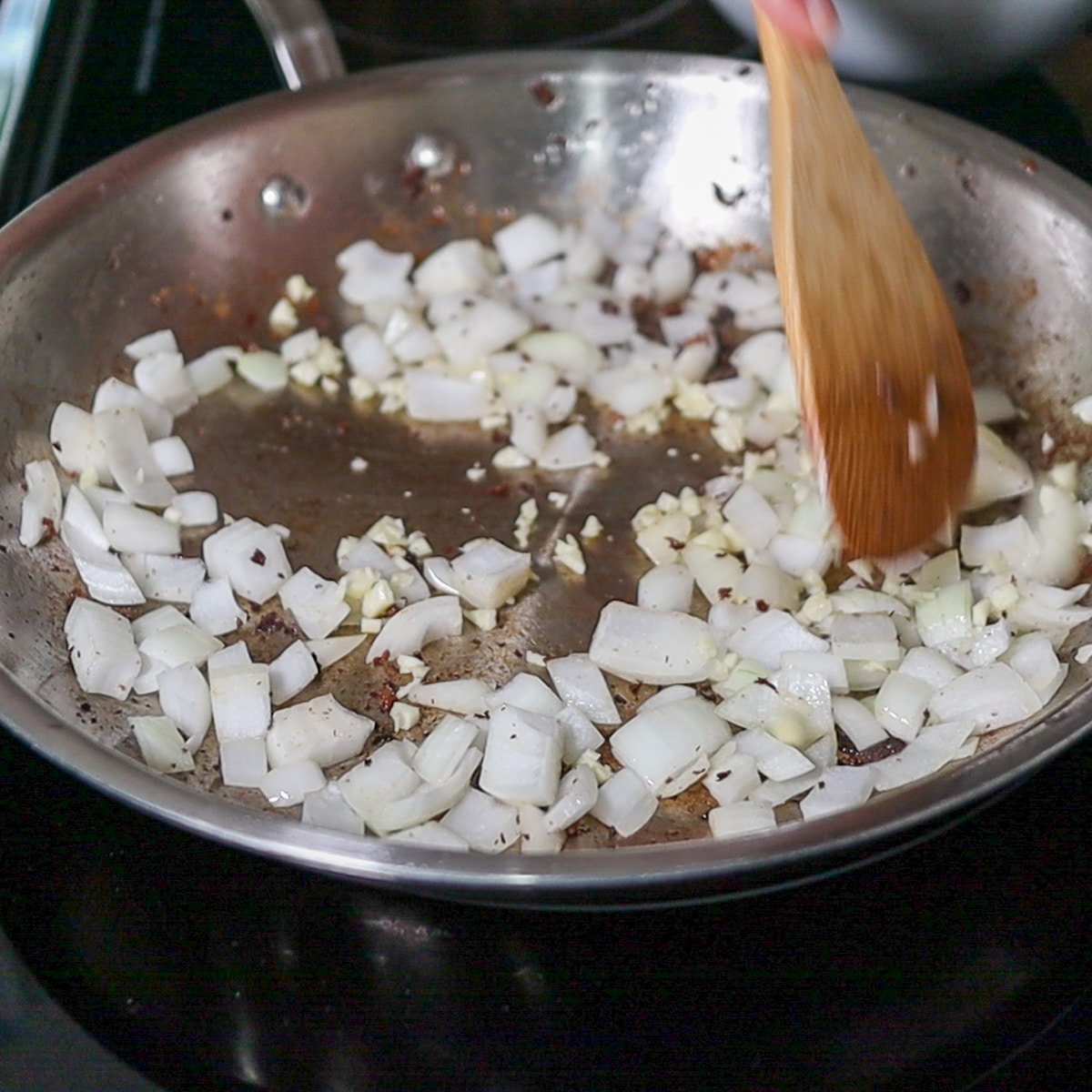 garlic and onions being sauted
