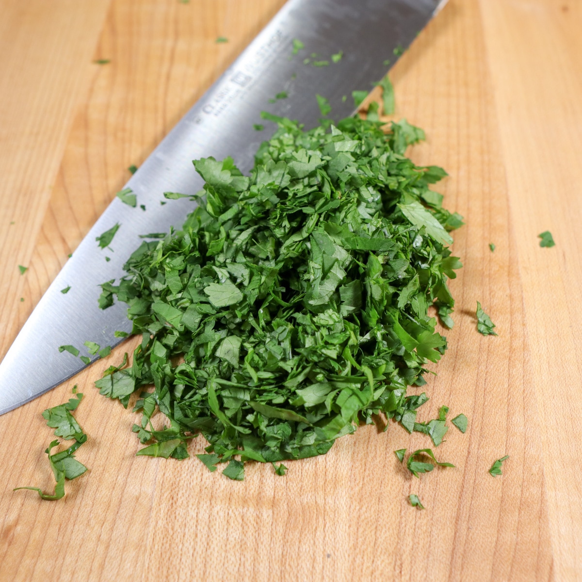 cutting cilantro
